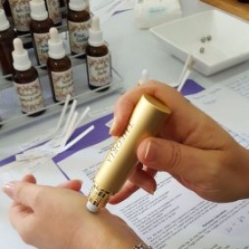 Leave with your very own bespoke perfume in a roll-on golden bottle